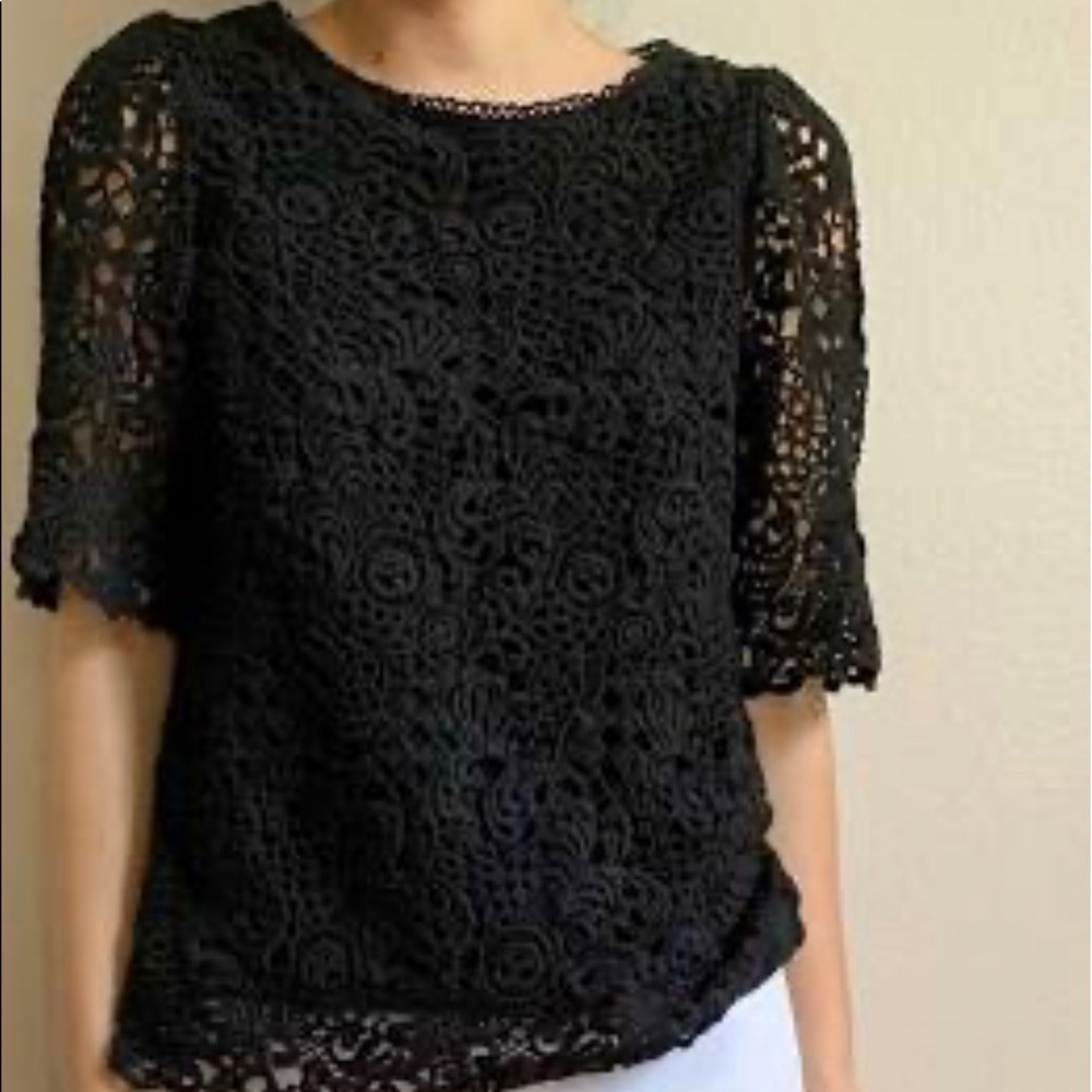 Anthropologie Black Eri+Ali Suzy Lace Top Size XS